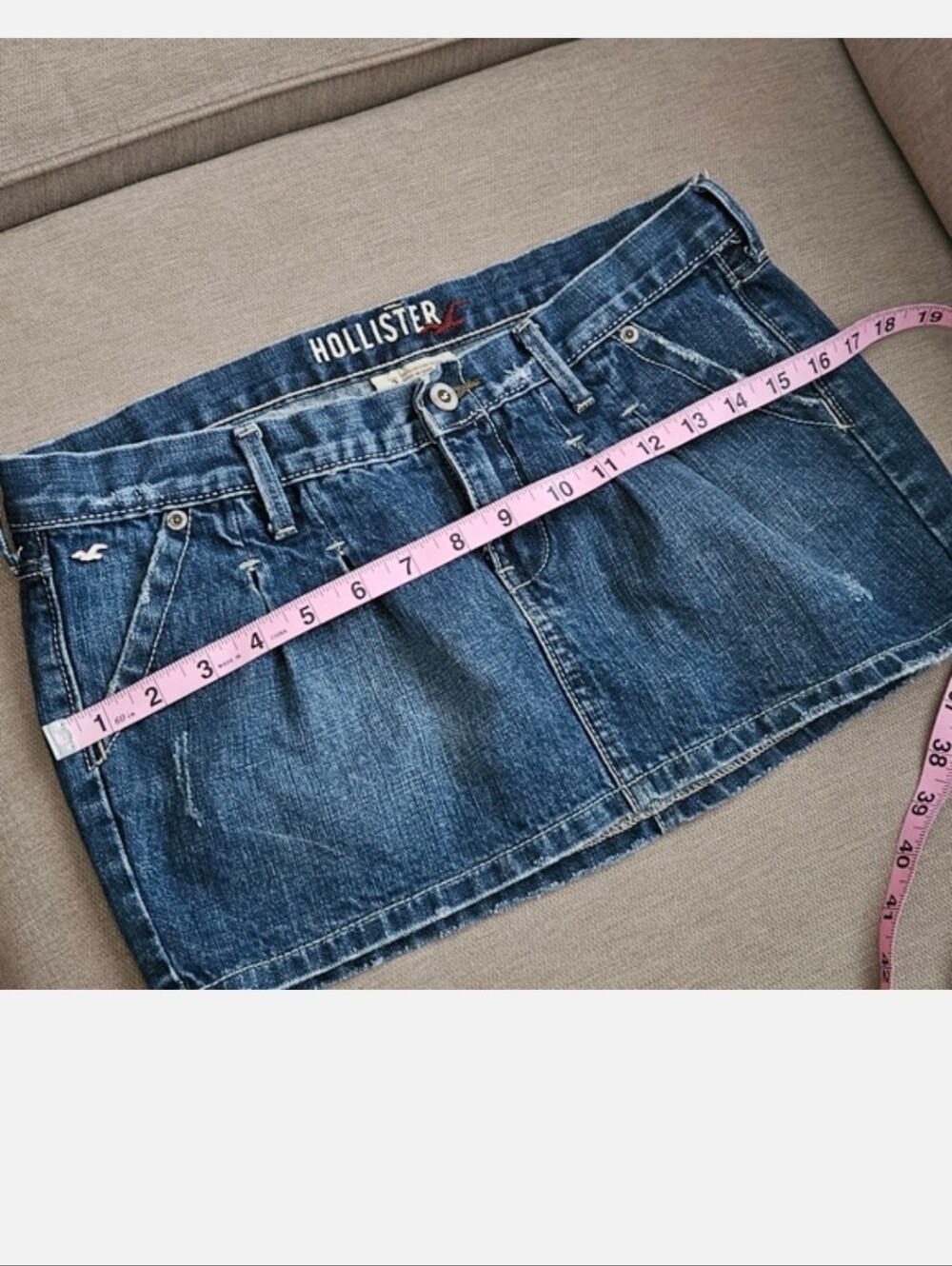Hollister Women's Blue Denim Skirt Mini Low Rise Y2k Jean Skirt - Picture 11 of 11